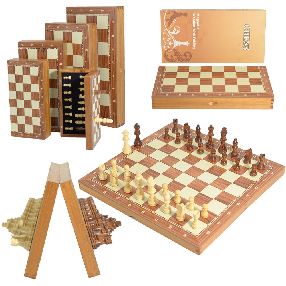 Magnetic Travel Chess - Juego de ajedrez plegable de madera