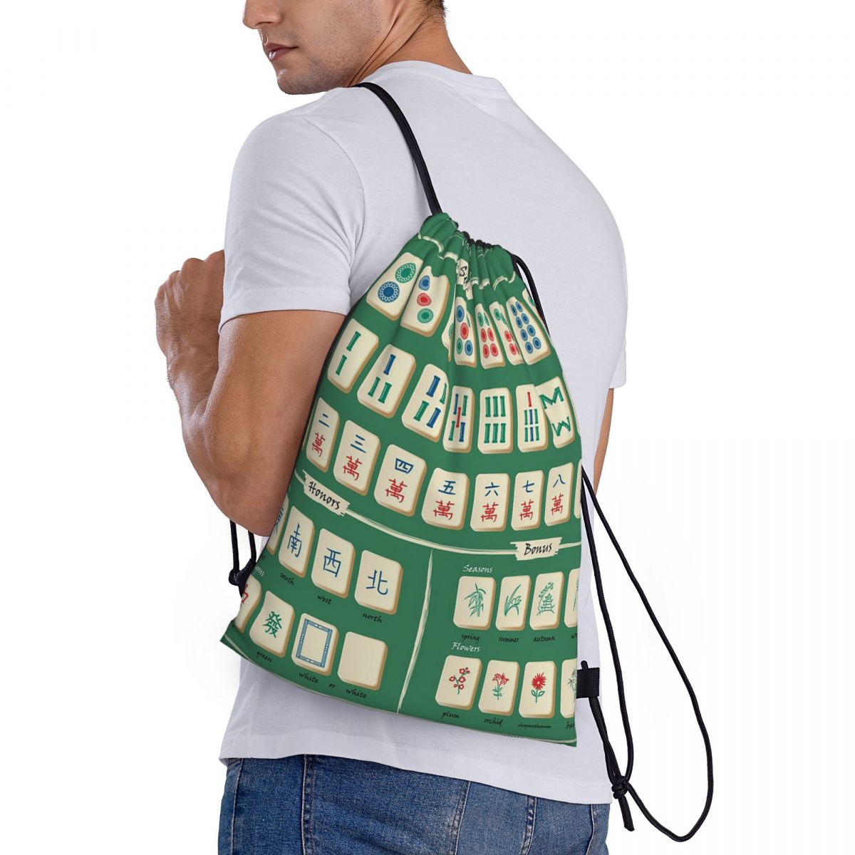 Tile Bag Drawstring - Mochilas con diseño de azulejos de