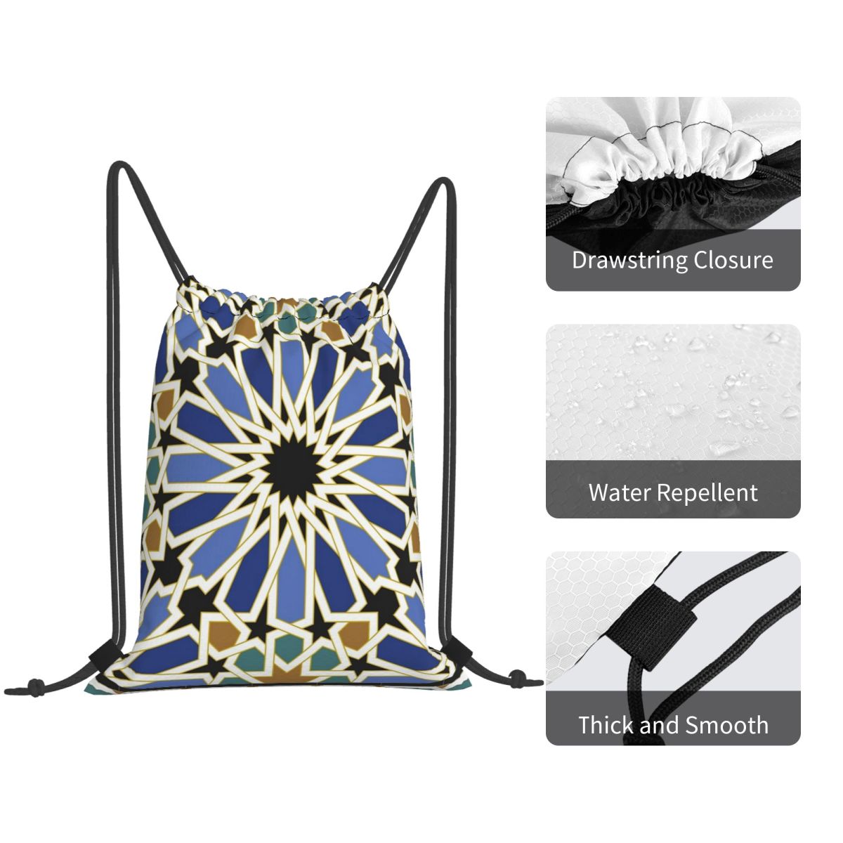 Mochilas con estampado de azul - Tile Bag Drawstring reseña y precio