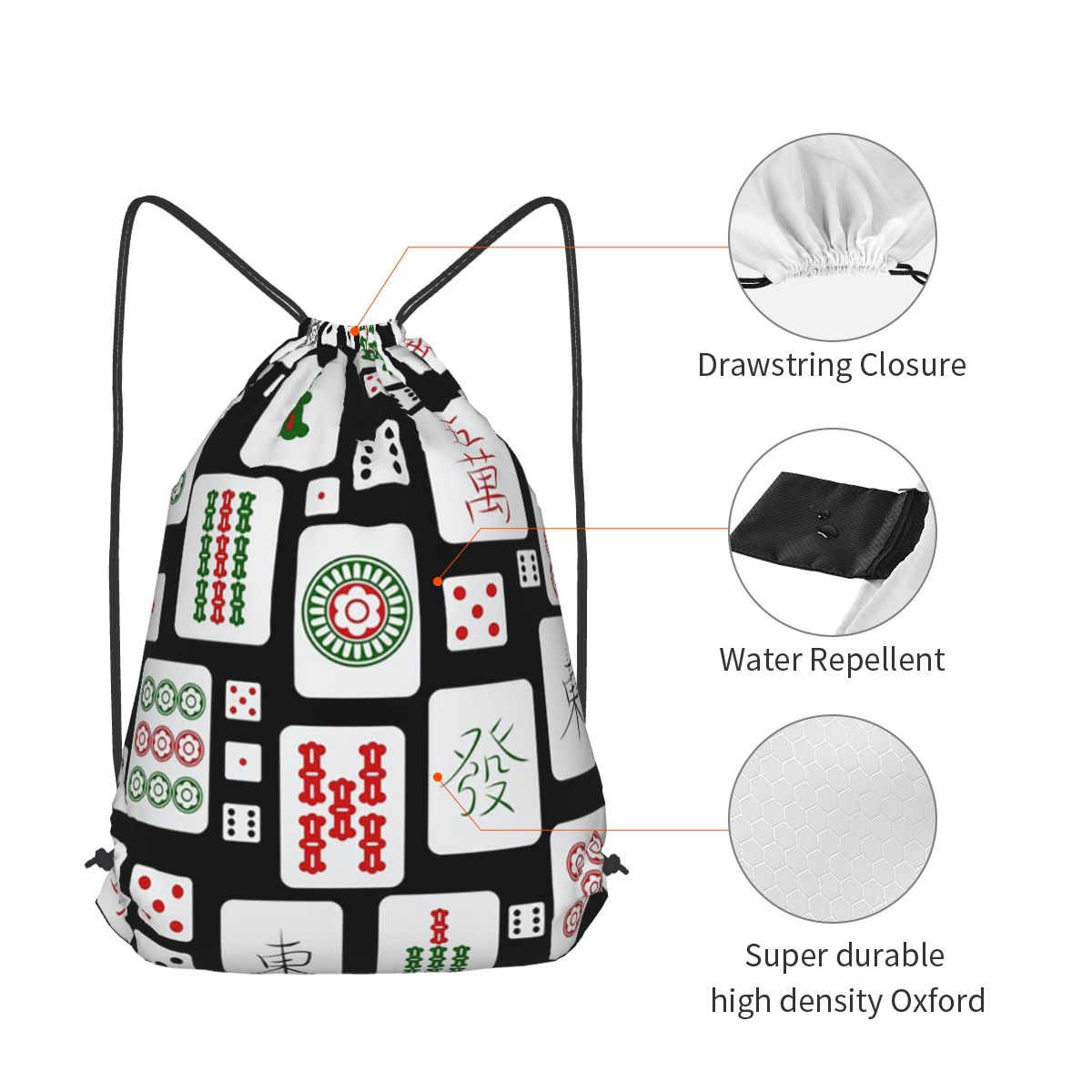 Mochilas con diseño de fichas  - Tile Bag Drawstring reseña y precio