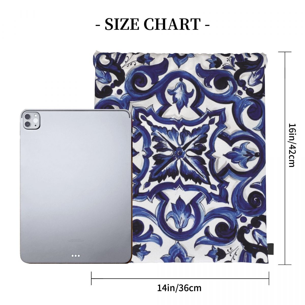 Mochilas azules con estampado  - Tile Bag Drawstring reseña y precio