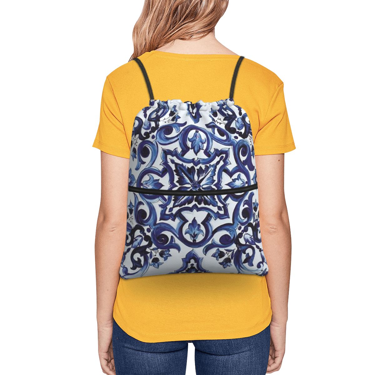 Mochilas azules con estampado  - Tile Bag Drawstring reseña y precio