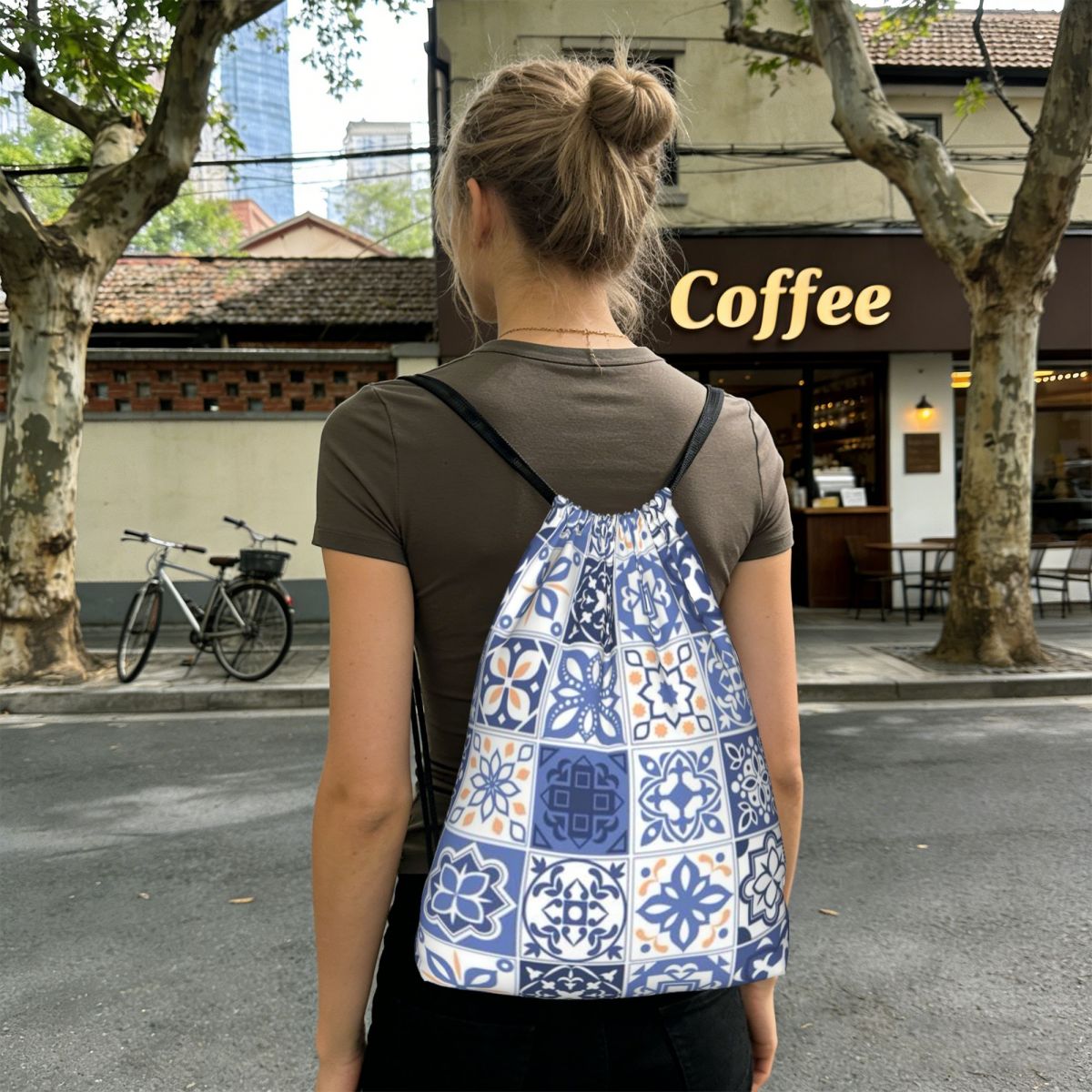 Mochila con cordón de viaje po - Tile Bag Drawstring reseña y precio