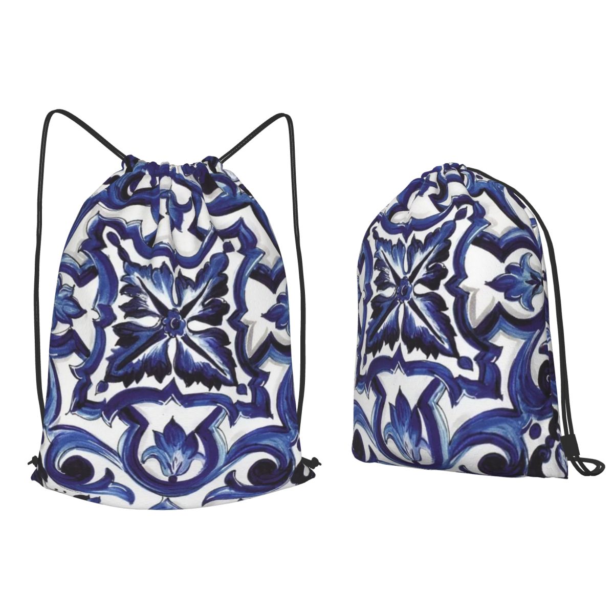 Mochilas azules con estampado  - Tile Bag Drawstring reseña y precio