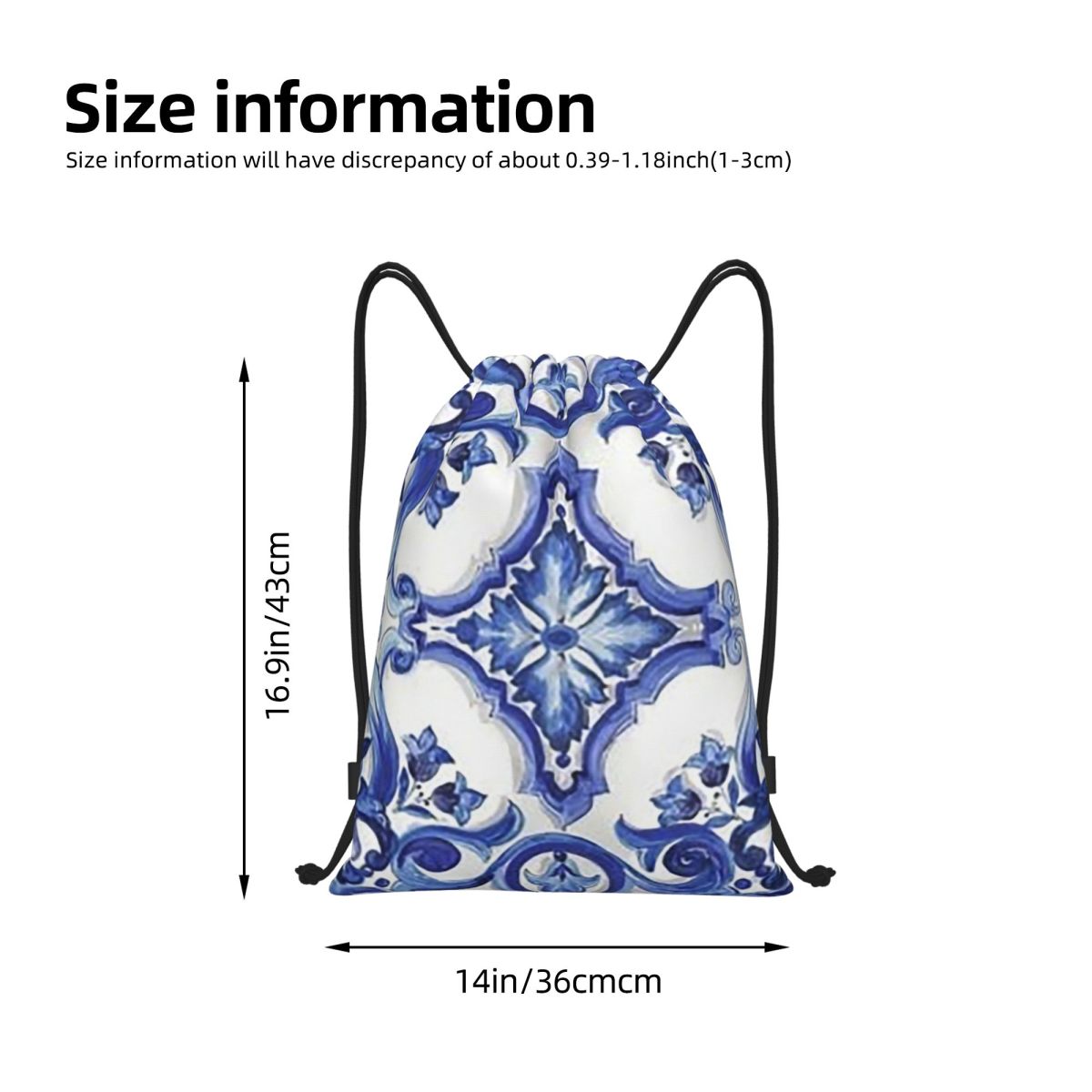 Mochilas azules con estampado  - Tile Bag Drawstring reseña y precio