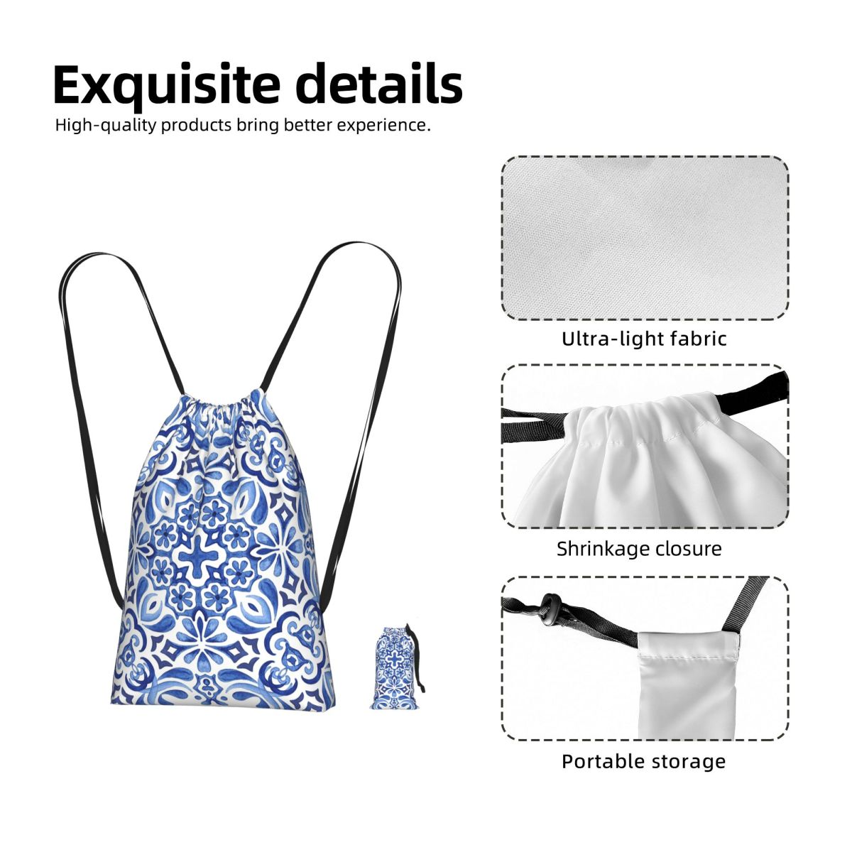 Mochila con cordón de estilo m - Tile Bag Drawstring reseña y precio