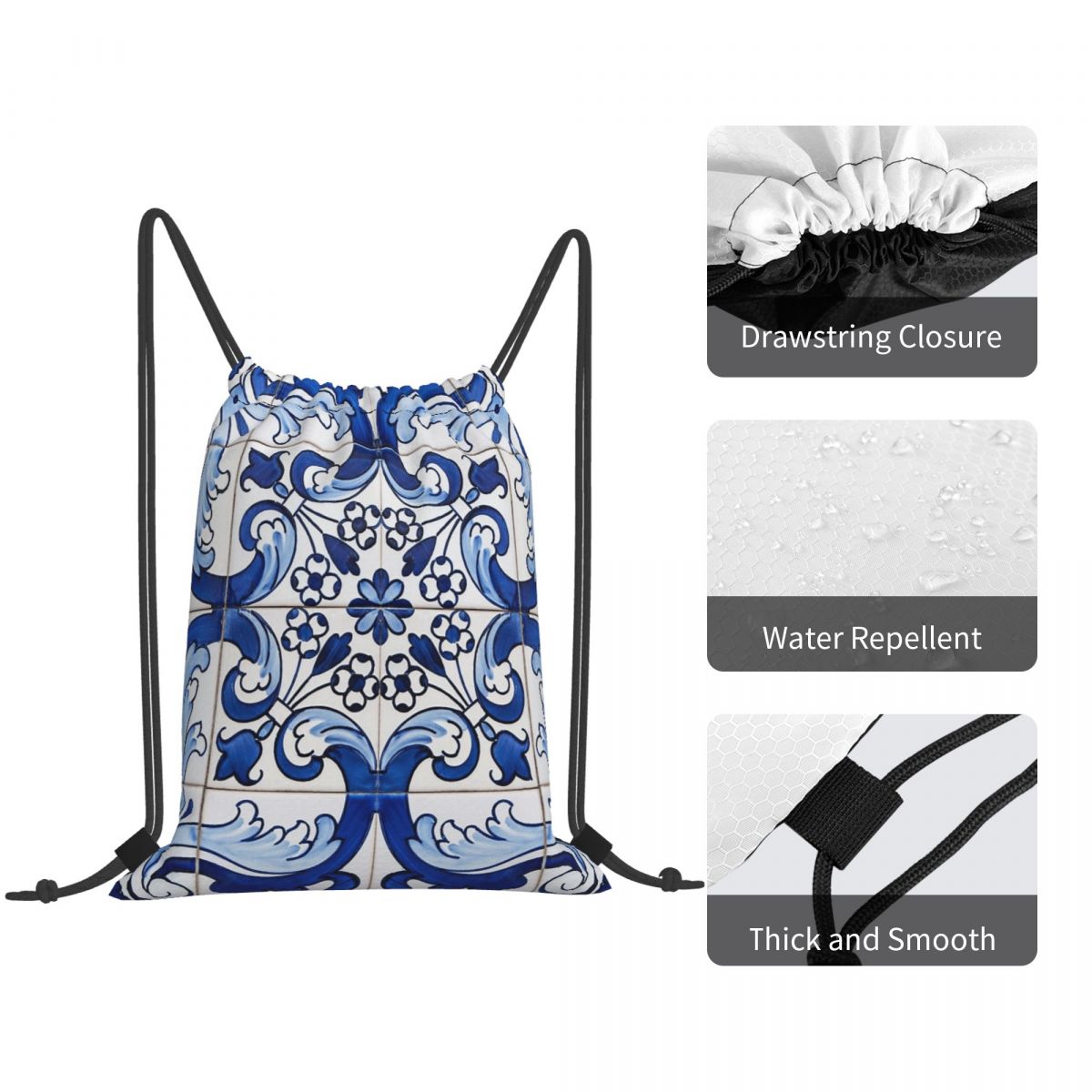 Mochilas con estampado floral  - Tile Bag Drawstring reseña y precio