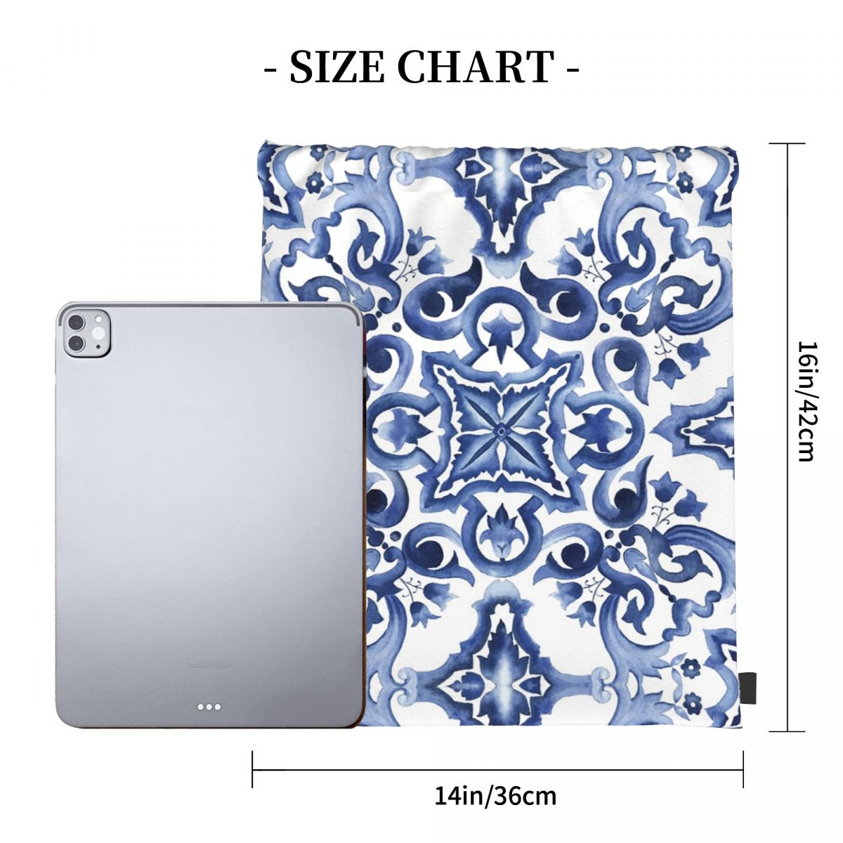 Mochilas azules con estampado  - Tile Bag Drawstring reseña y precio