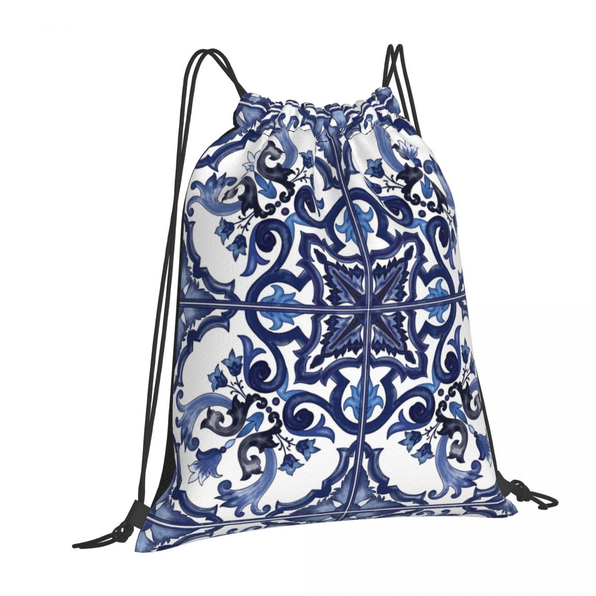 Mochilas azules con estampado  - Tile Bag Drawstring reseña y precio