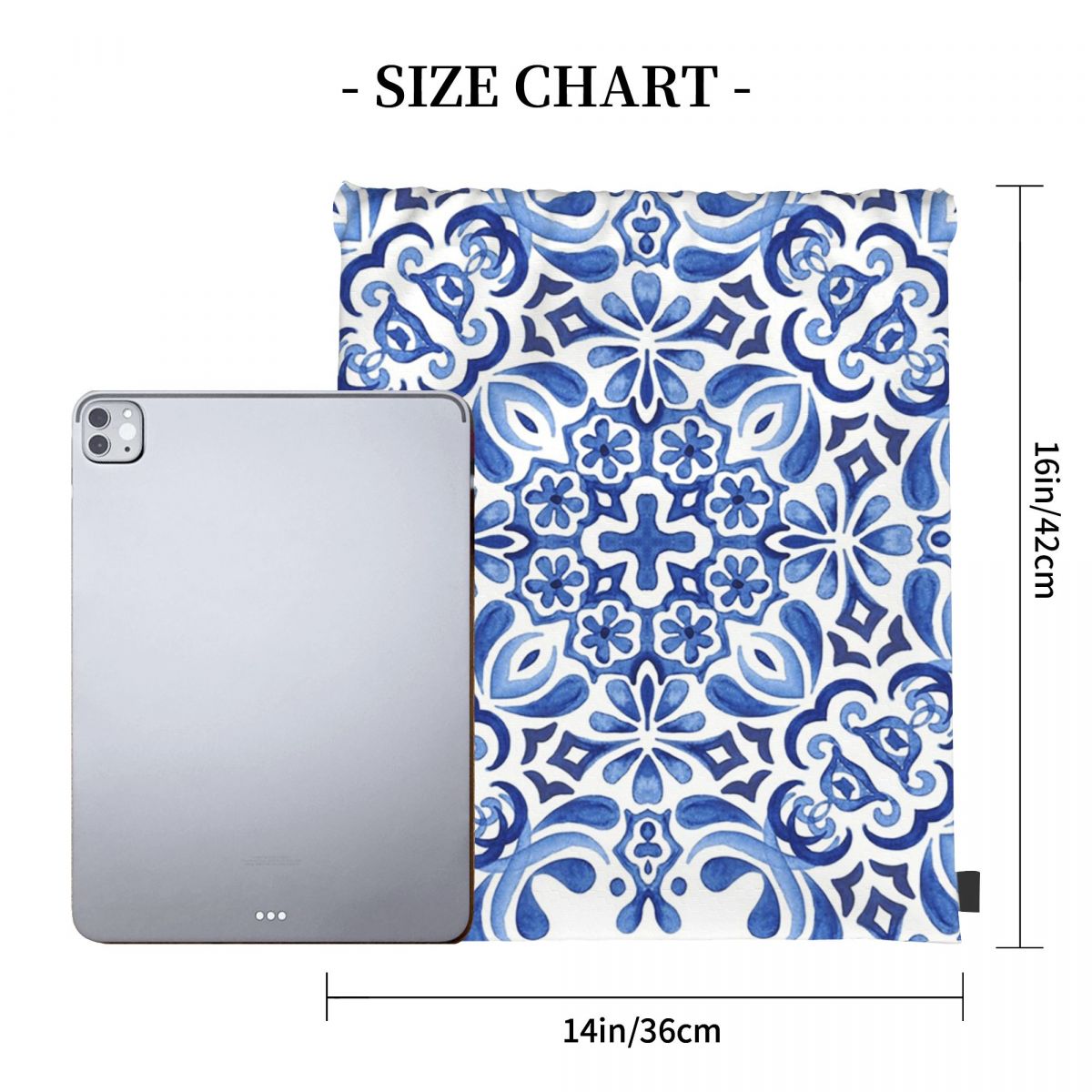 Mochilas con estampado de azul - Tile Bag Drawstring reseña y precio